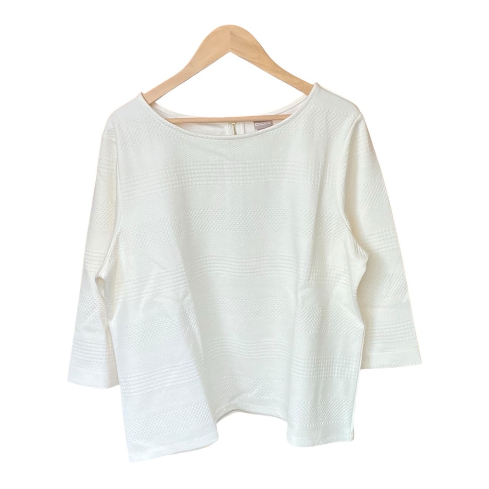 Chico’s Textured Ponte Knit Top in Cream - Size 3 (US 16)